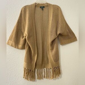 Lauren Ralph Lauren Tan Open-Front Cardigan